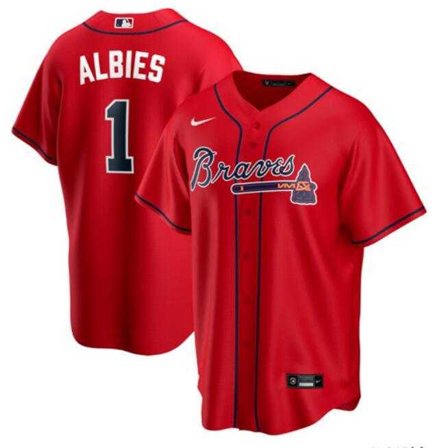 Men%27s Atlanta Braves #1 Ozzie Albies Red Cool Base Stitched Jersey Dzhi->los angeles dodgers->MLB Jersey